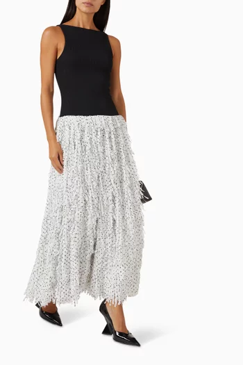 Leni Fringed Maxi Dress in Ribbed-jersey