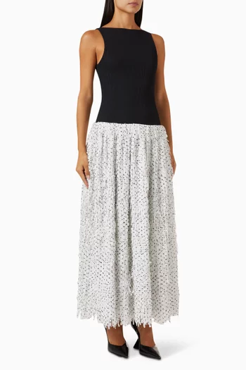 Leni Fringed Maxi Dress in Ribbed-jersey
