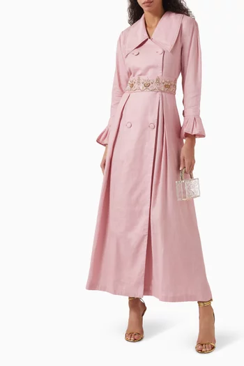 عباية اوريليا بنمط جاكيت بحزام قطن