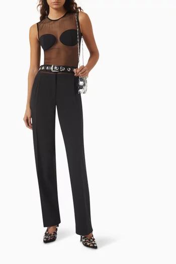 Sheer Bodysuit in Stretch Tulle & Jersey