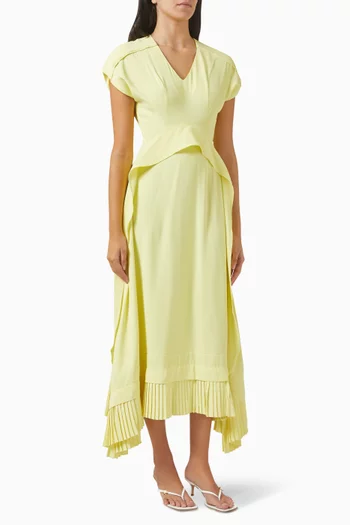 Frilled Panelled Midi Dress