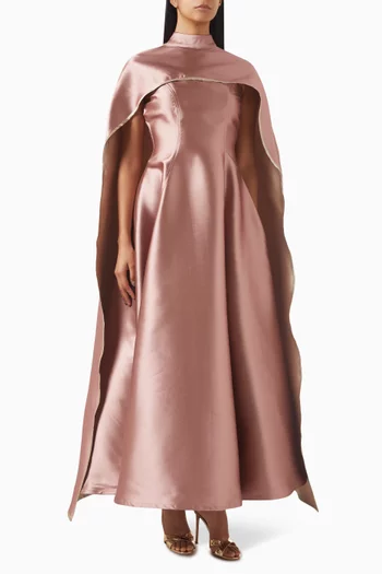 Princess-cut Sleeveless Gown with Cape