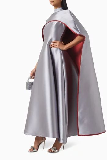 Princess-cut Sleeveless Gown with Cape