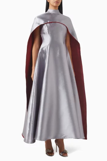 Princess-cut Sleeveless Gown with Cape