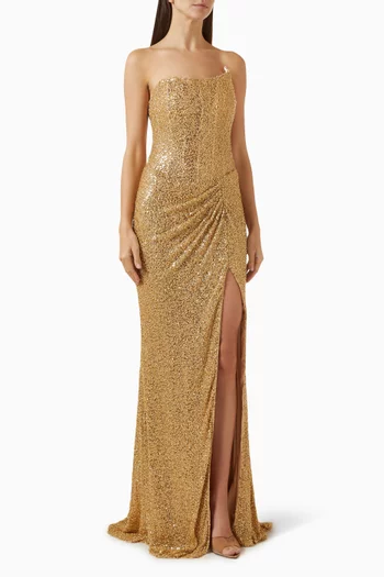 Strapless Corset Gown in Stretch-jersey