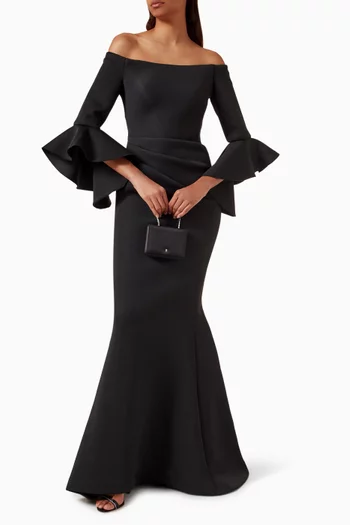 Off-shoulder Ruffled Gown