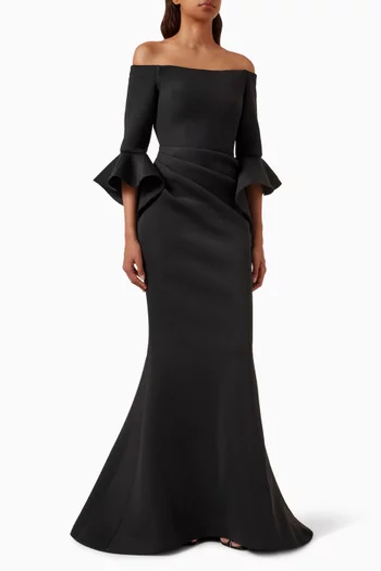 Off-shoulder Ruffled Gown