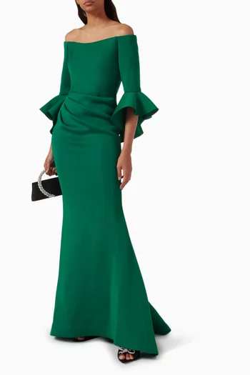 Off-shoulder Ruffled Gown