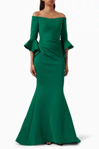 Off-shoulder Ruffled Gown