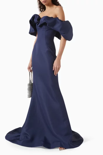 Off-shoulder Gown in Mikado