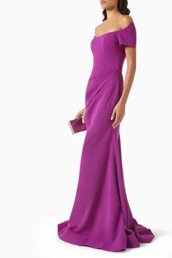 Off-shoulder Gown in Crepe