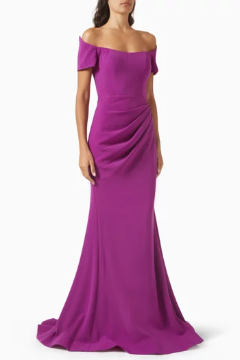 Off-shoulder Gown in Crepe