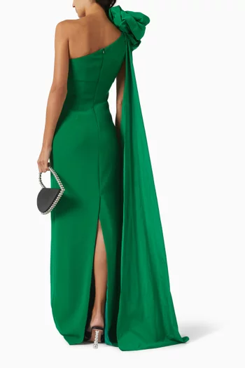 One-shoulder Gown in Crepe