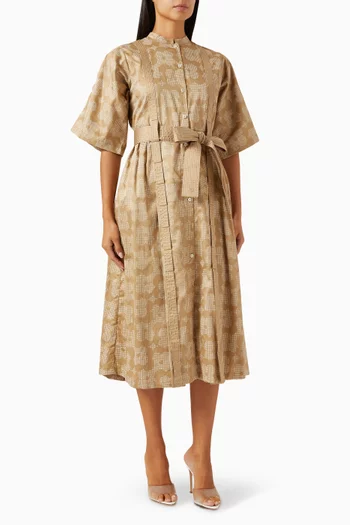 Malta Printed Midi Dress in Cotton-satin
