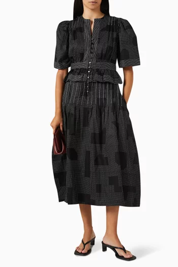 Joy Printed Midi Dress in Cotton-satin
