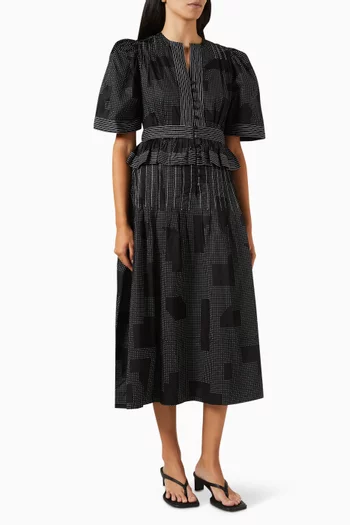 Joy Printed Midi Dress in Cotton-satin