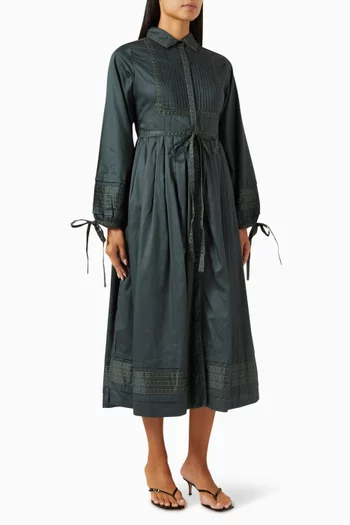 فستان ماسا متوسط الطول برباط قطن ستان