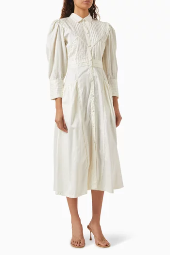 Noah Pin-tucked Midi Dress in Cotton-satin