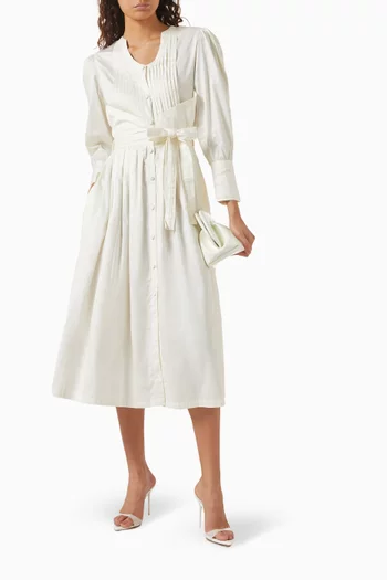 Zeba Pin-tucked Midi Dress in Cotton-satin