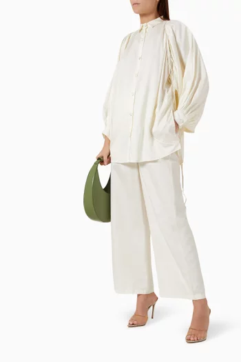 Erno Shirt & Pants Set in Cotton Satin