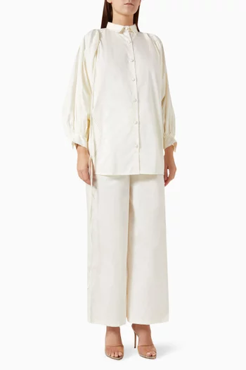 Erno Shirt & Pants Set in Cotton Satin