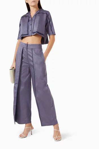 طقم بنطال وبلوزة ريزا قطن ستان