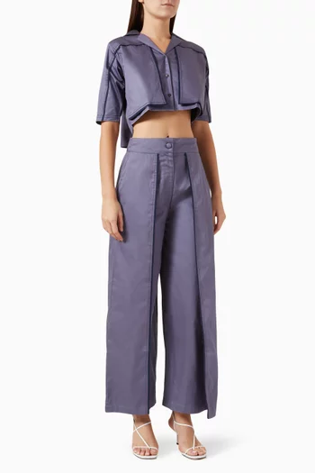 طقم بنطال وبلوزة ريزا قطن ستان