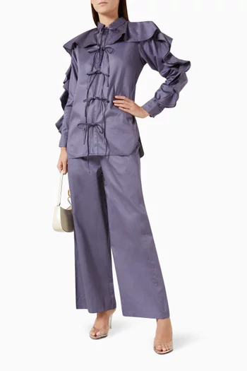 طقم بنطال وبلوزة توري قطن ستان