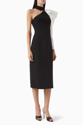 KL Studio Asymmetric Midi Dress in Crepe