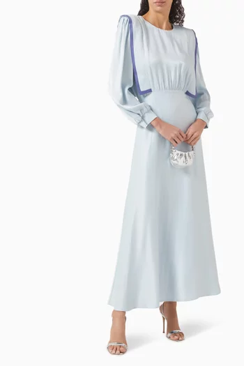 فستان متوسط الطول بأكتاف مبطنة رايون