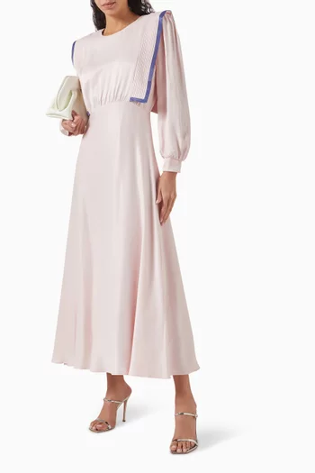 فستان متوسط الطول بأكتاف مبطنة رايون