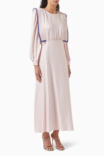 فستان متوسط الطول بأكتاف مبطنة رايون