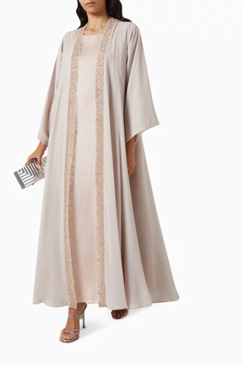 Three-piece Abaya Set in Chiffon & Satin
