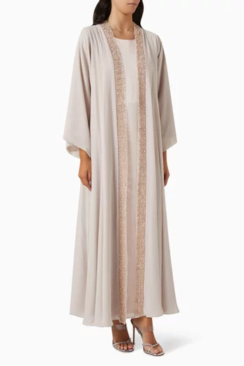 Three-piece Abaya Set in Chiffon & Satin