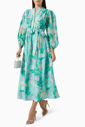 Darlene Floral-print Maxi Dress in Cotton-silk