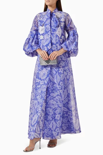 Zahra Printed Cape in Poly-organza
