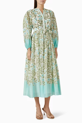 Fleurette Belted Midi Dress