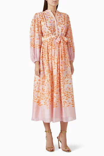 Fleurette Belted Midi Dress