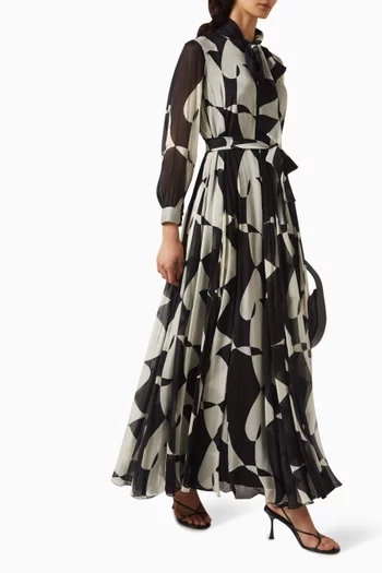 Abstract-print Maxi Dress in Chiffon