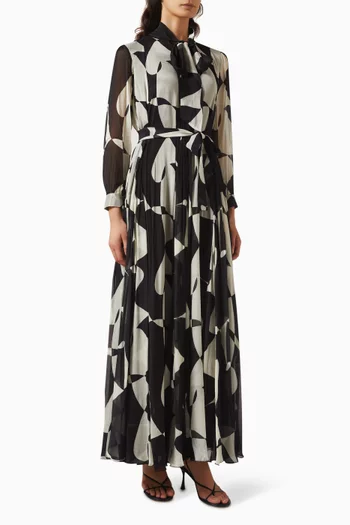 Abstract-print Maxi Dress in Chiffon