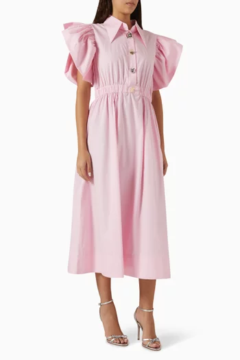 Stella Midi Dress in Cotton Poplin