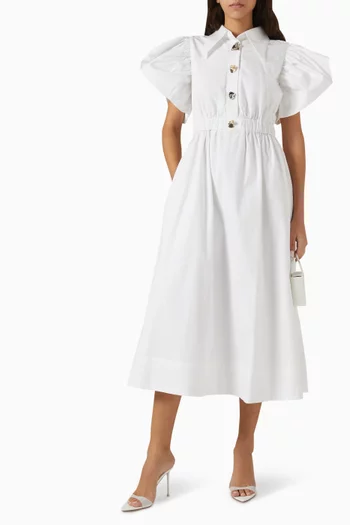 Stella Midi Dress in Cotton Poplin
