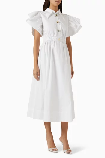 Stella Midi Dress in Cotton Poplin