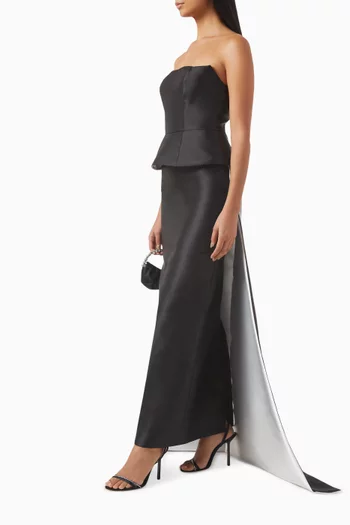 Strapless Peplum Gown in Satin