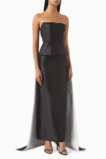 Strapless Peplum Gown in Satin