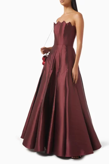 Strapless Flared Gown in Satin