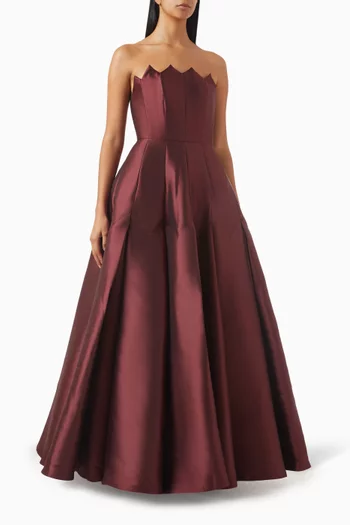 Strapless Flared Gown in Satin