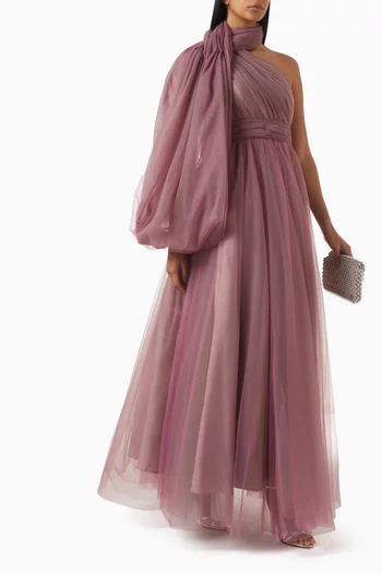 One-shoulder Gown in Tulle