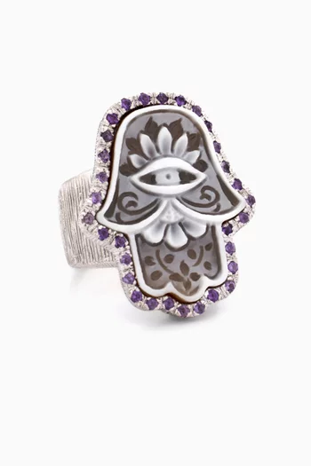 Hamsa Cameo Ring in Sterling Silver