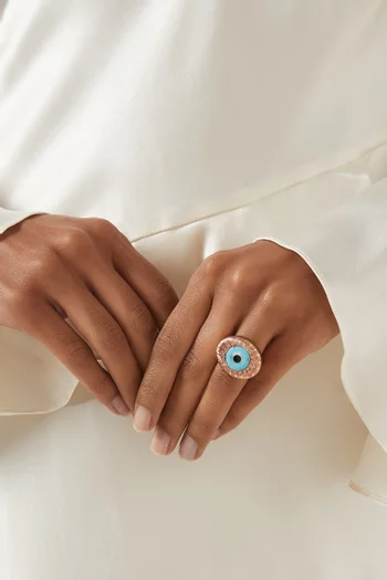 Evil Eye Sapphire Ring in Plated Silver